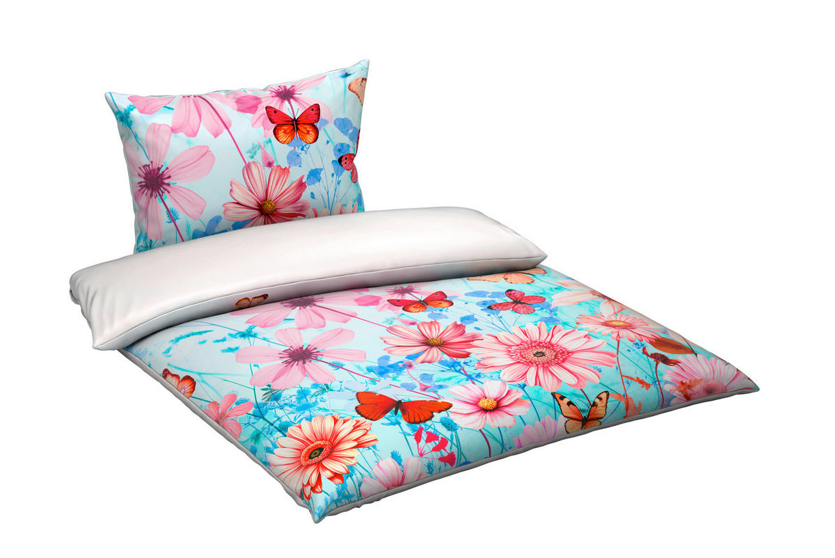 WENDEBETTWÄSCHE Satin 140/200 cm  - Blau/Weiß, Textil (140/200cm) - Esposa