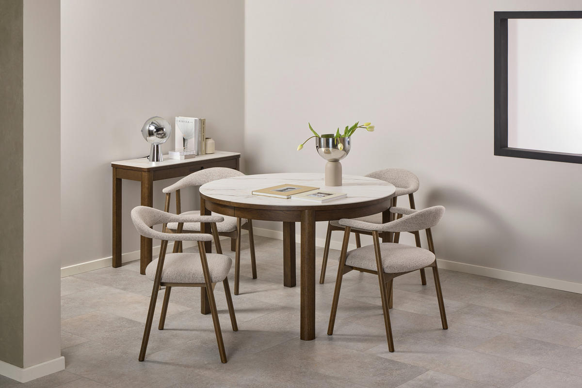 ESSTISCH in Keramik, Holzwerkstoff 120/120/75 cm  - Beige/Braun, MODERN, Keramik/Holzwerkstoff (120/120/75cm) - MID.YOU
