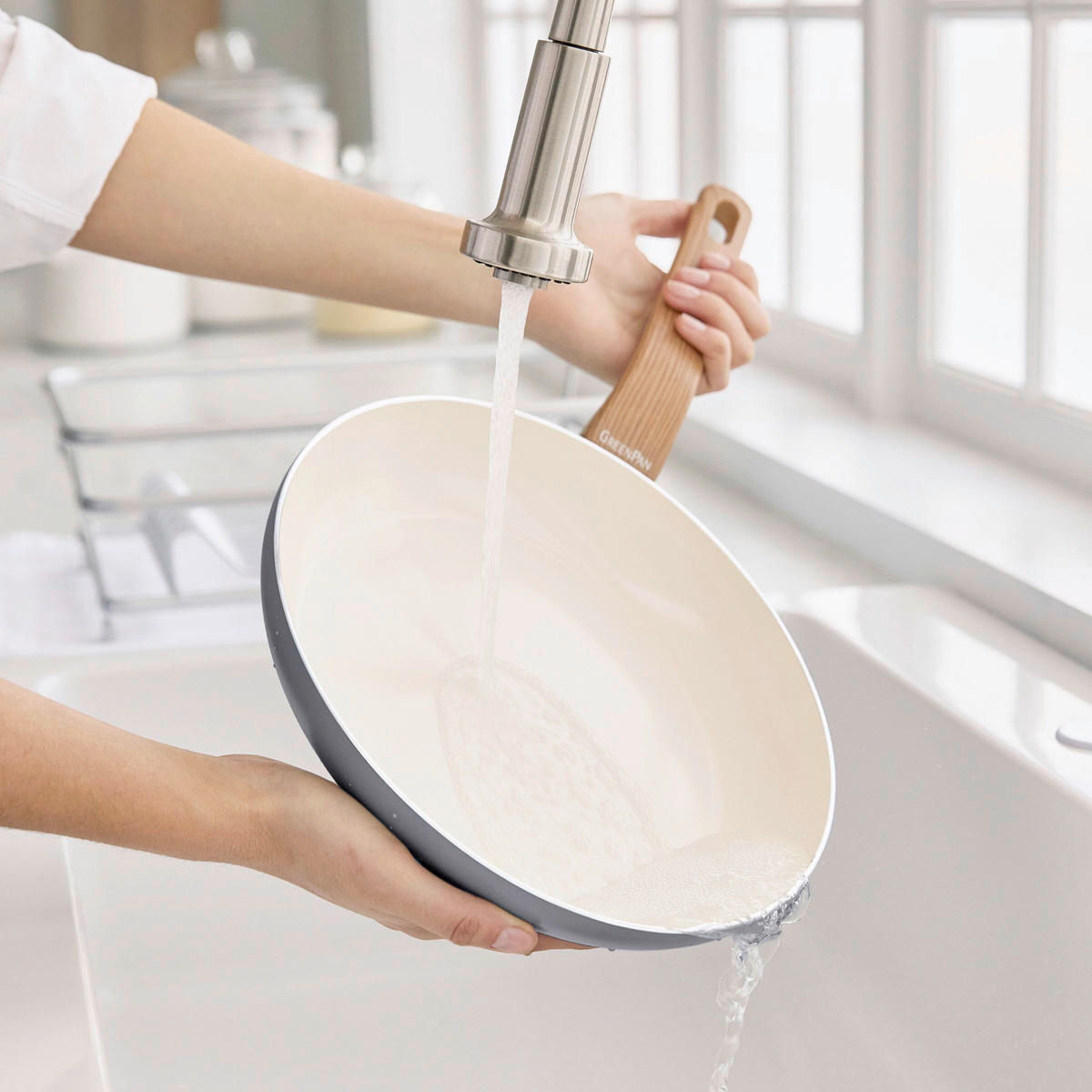 PFANNENSET Essence Aluminium 2-teilig  - Dunkelgrau/Tannenholzfarben, Basics, Kunststoff/Metall (26 + 30cm) - GreenPan