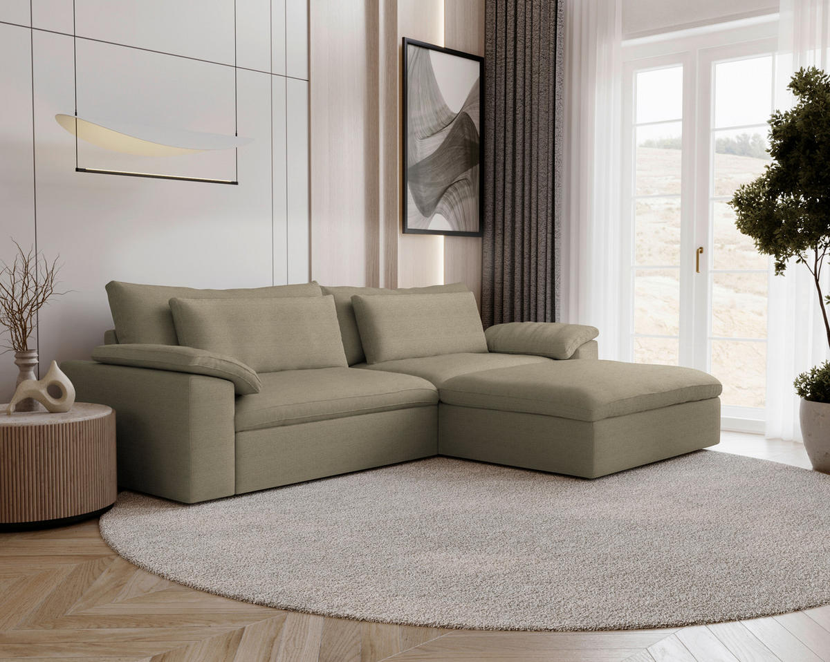 ECKSOFA  Chenille Taupe  - Taupe/Schwarz, Modern, Kunststoff/Textil (306/198cm) - Carryhome