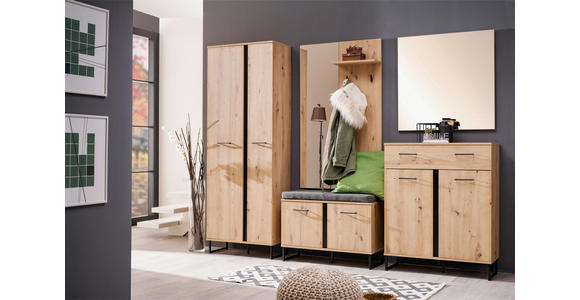 GARDEROBE 5-teilig  in 260/194,5/35 cm  - Schwarz/Eiche Artisan, Basics, Holzwerkstoff (260/194,5/35cm) - Carryhome