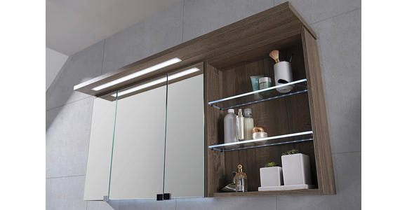 BADEZIMMER in 140,6 cm - Eichefarben/Weiß, Design, Glas/Holzwerkstoff (140,6cm) - Novel