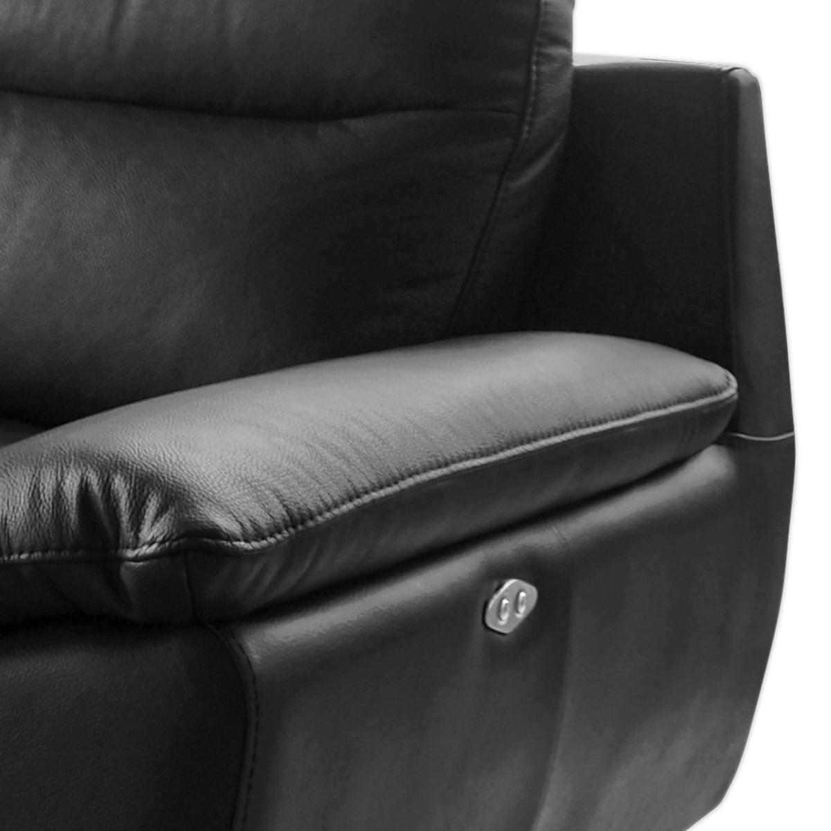 2,5-SITZER 216/95/96 cm PERLE in Echtleder Schwarz   - Chromfarben/Schwarz, Design, Leder/Metall (216/95/96cm) - Livetastic