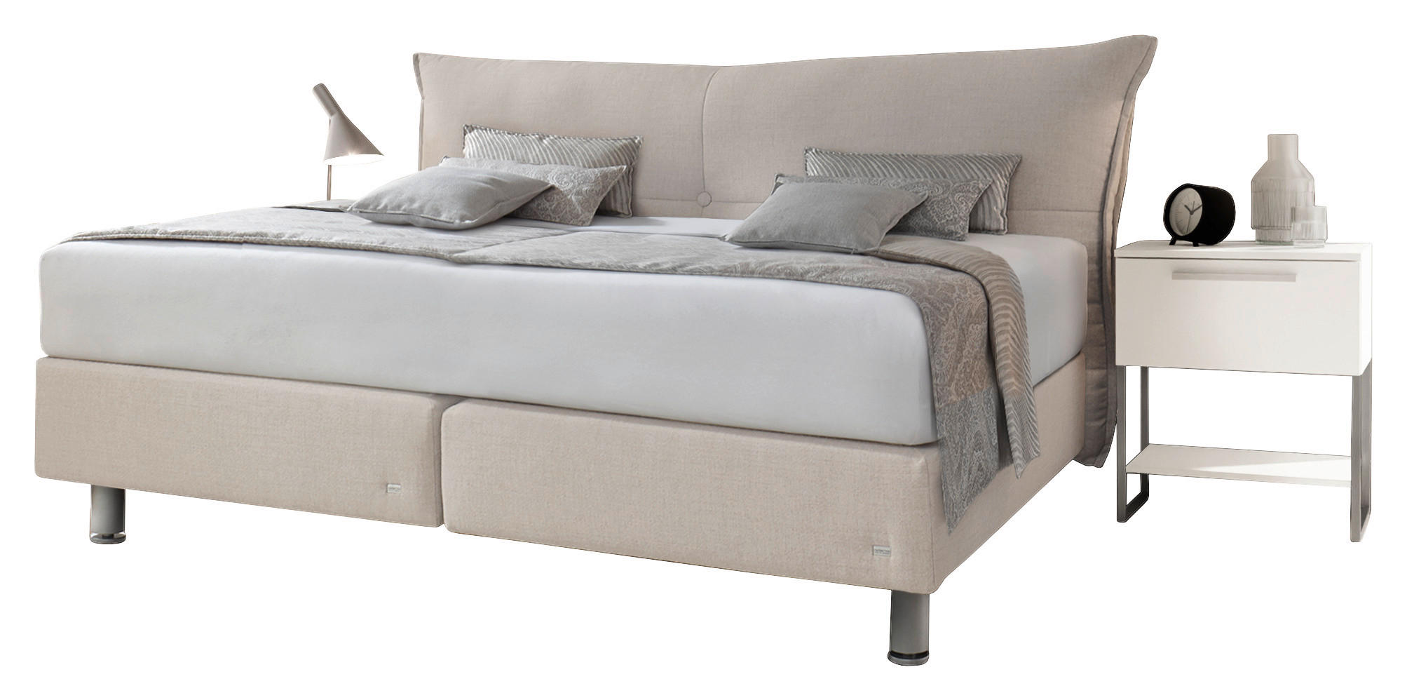 BOXSPRINGBETT 180/200 cm  in Beige  - Beige/Schwarz, Design, Kunststoff/Textil (180/200cm) - RUF Betten