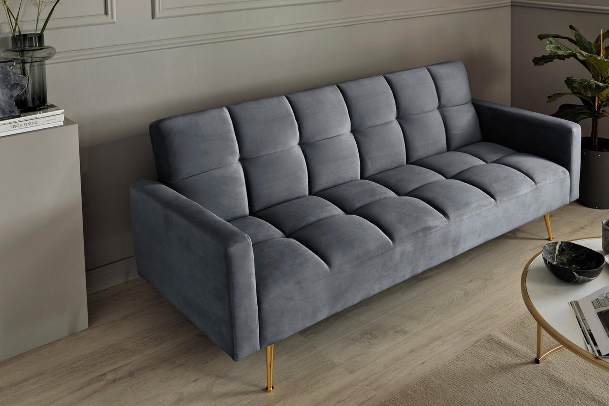 SCHLAFSOFA Grau, Platinfarben  - Platinfarben/Goldfarben, MODERN, Holz/Textil (213/84/84cm) - Livetastic