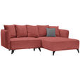 ECKSOFA in Chenille Dunkelrot  - Schwarz/Grau, LIFESTYLE, Textil/Metall (255/172cm) - Carryhome