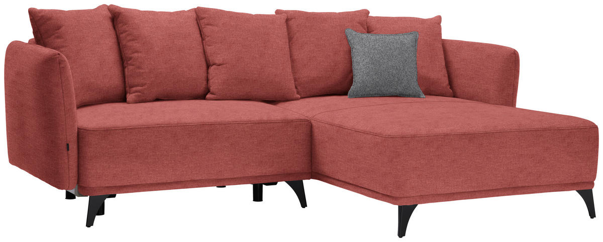 ECKSOFA in Chenille Dunkelrot  255/172 cm  - Schwarz/Grau, LIFESTYLE, Textil/Metall (255/172cm) - Carryhome