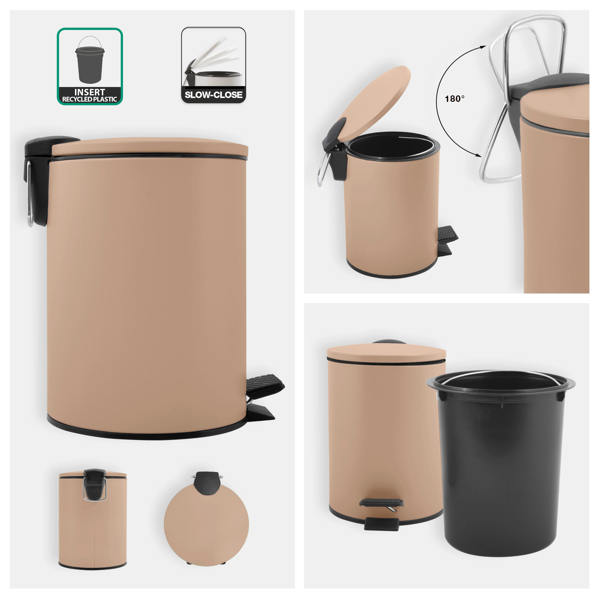 TRETEIMER ADELAR 3 L  - Cappuccino, Basics, Metall (16,8/16,8/22,8cm) - Spirella