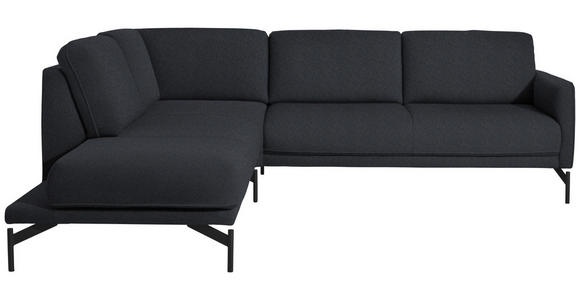 ECKSOFA in Flachgewebe Pflaume  - Pflaume/Anthrazit, Design, Textil/Metall (230/254cm) - Ambiente