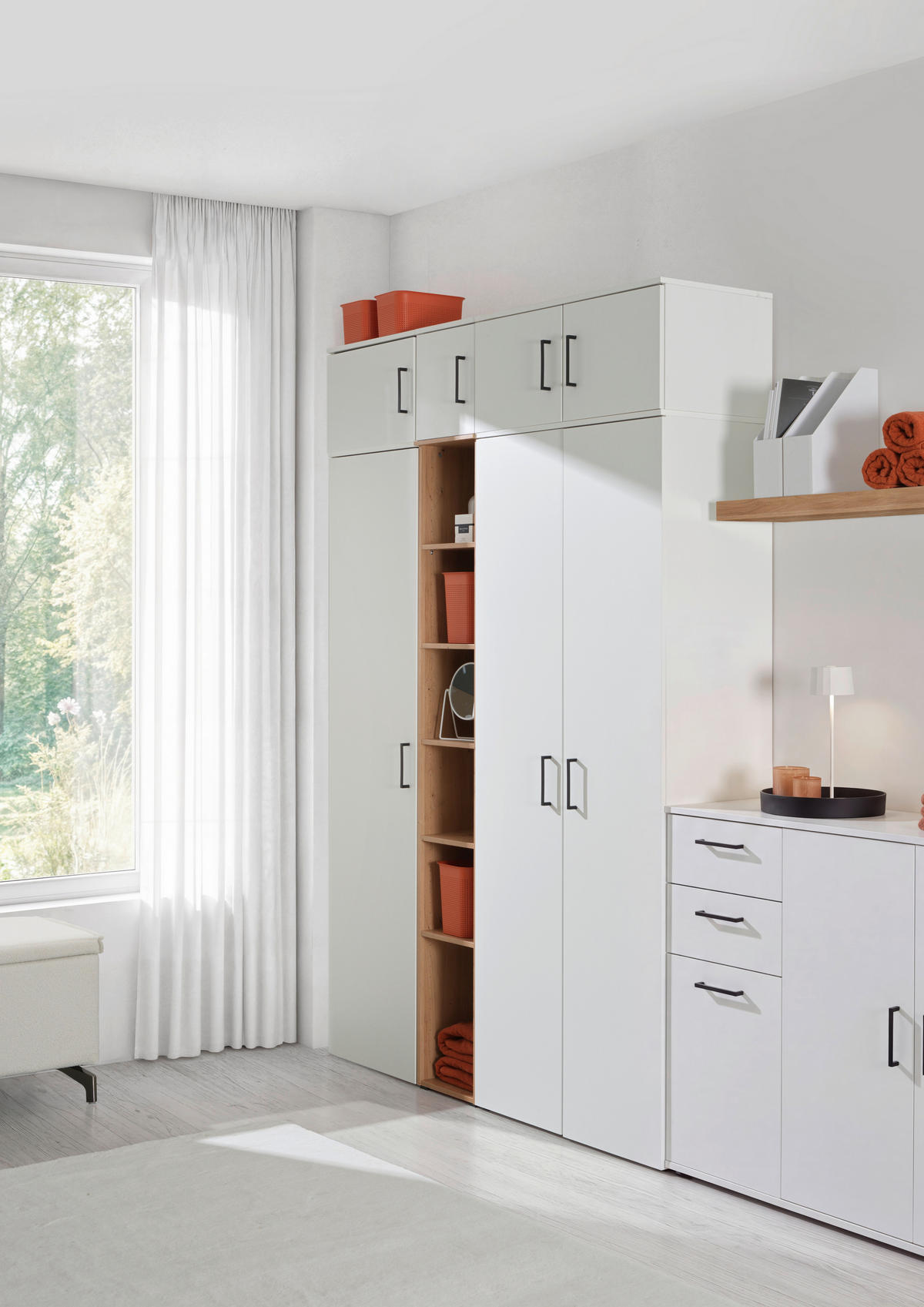 MEHRZWECKSCHRANK 50/195/40 cm  in Weiß  - Anthrazit/Schwarz, MODERN, Holzwerkstoff/Kunststoff (50/195/40cm) - Milino