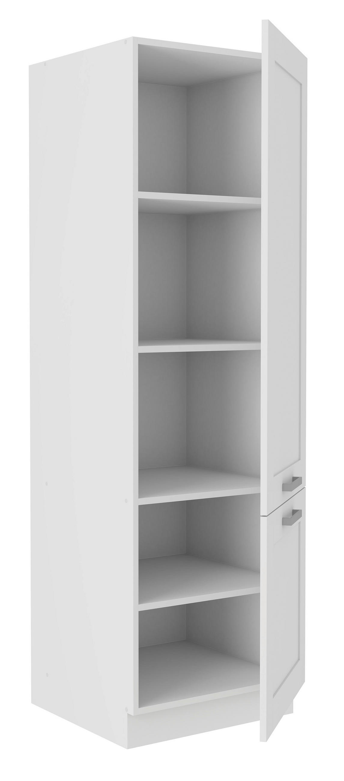 GESCHIRRSCHRANK 50/200/57 cm  in Weiß  - Silberfarben/Weiß, ROMANTIK / LANDHAUS, Holzwerkstoff/Metall (50/200/57cm) - MID.YOU