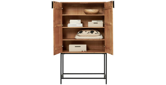 HIGHBOARD in 90/160/42 cm - Schwarz/Akaziefarben, Trend, Holz/Metall (90/160/42cm) - Ambia Home