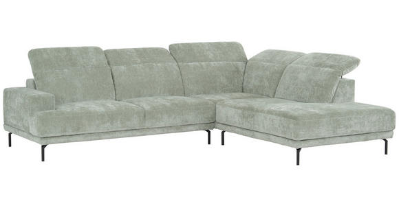 ECKSOFA  in Chenille Mintgrün  307/243 cm  - Schwarz/Mintgrün, Design, Textil/Metall (307/243cm) - Xora