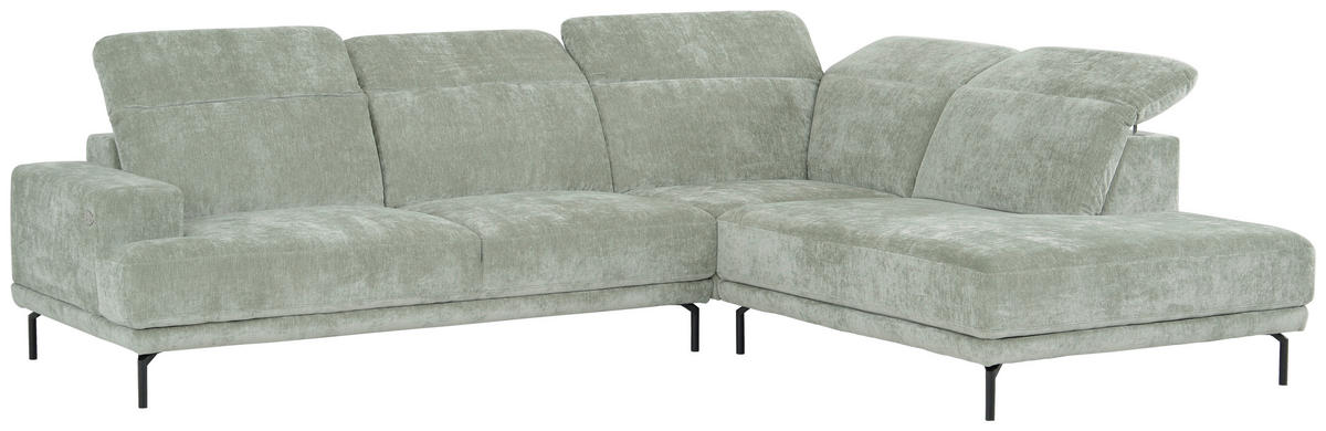 ECKSOFA  in Chenille Mintgrün  307/243 cm  - Schwarz/Mintgrün, Design, Textil/Metall (307/243cm) - Xora