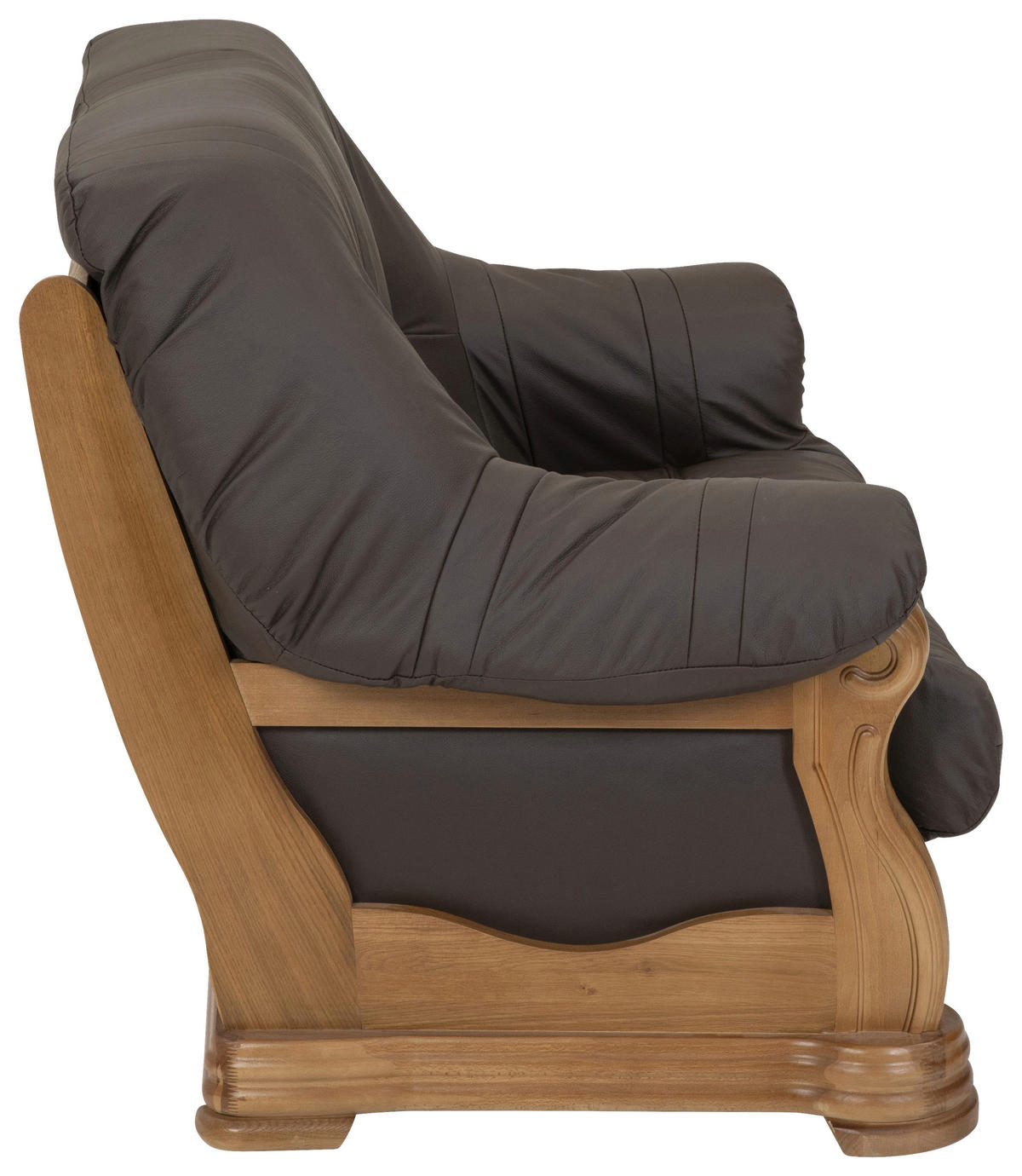 2-SITZER-SOFA in Echtleder Braun  - Eichefarben/Braun, Konventionell, Leder/Holz (144/95/94cm) - Max Winzer