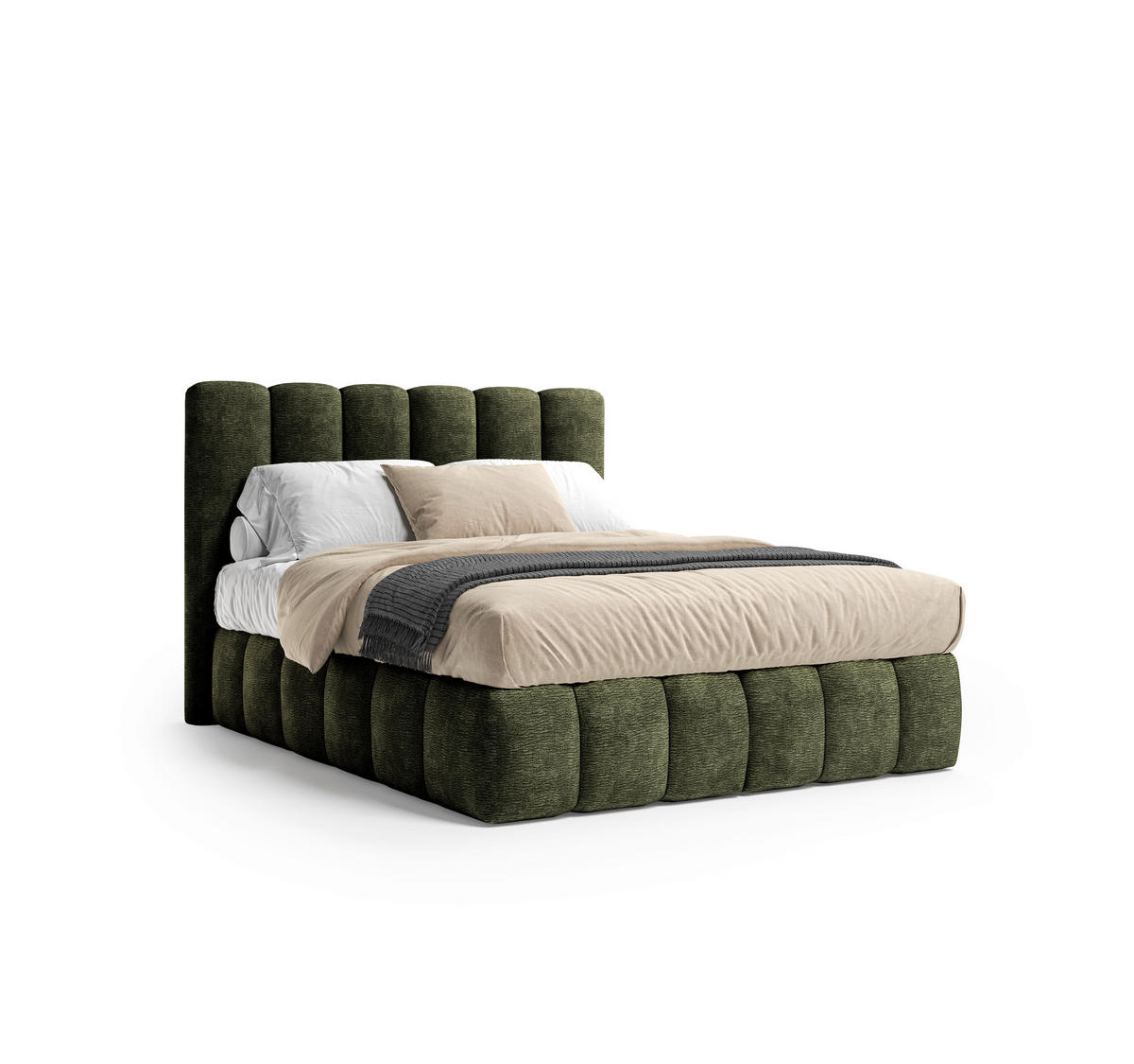 BOXSPRINGBETT 140/200 cm,  in Dunkelgrün, Matratze, H3 + H4 = fest + sehr fest  - Dunkelgrün/Schwarz, Modern, Holz/Holzwerkstoff (140/200cm) - MID.YOU