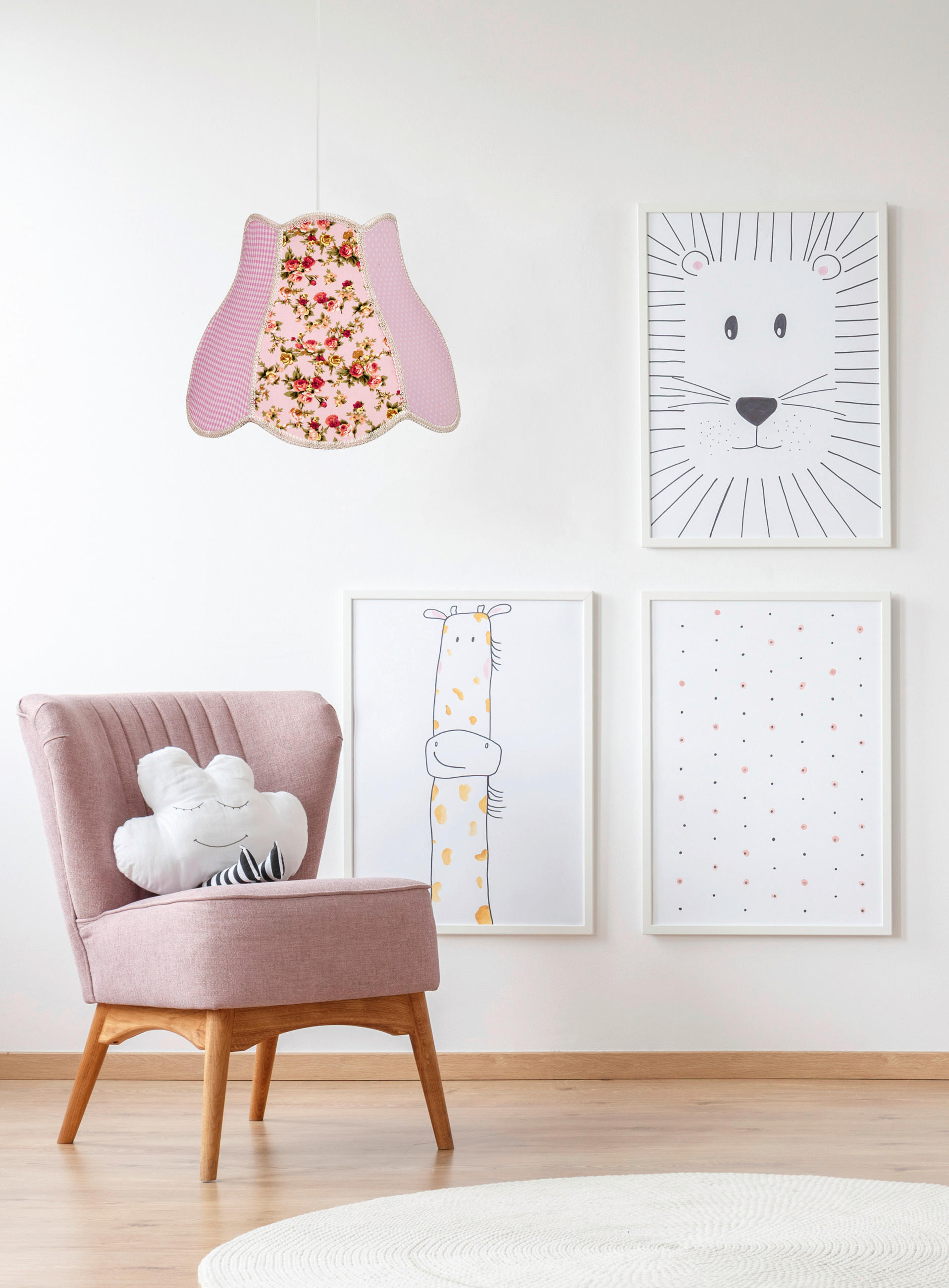 PENDELLEUCHTE 35/35/90 cm  - Pink/Weiß, KONVENTIONELL, Kunststoff/Textil (35/35/90cm)