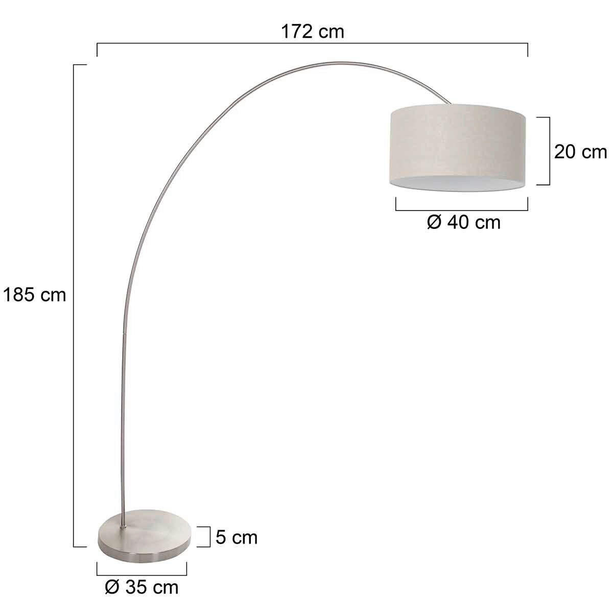 STEHLEUCHTE 40/185/172 cm  - Silberfarben/Grau, Trend, Glas/Metall (40/185/172cm)