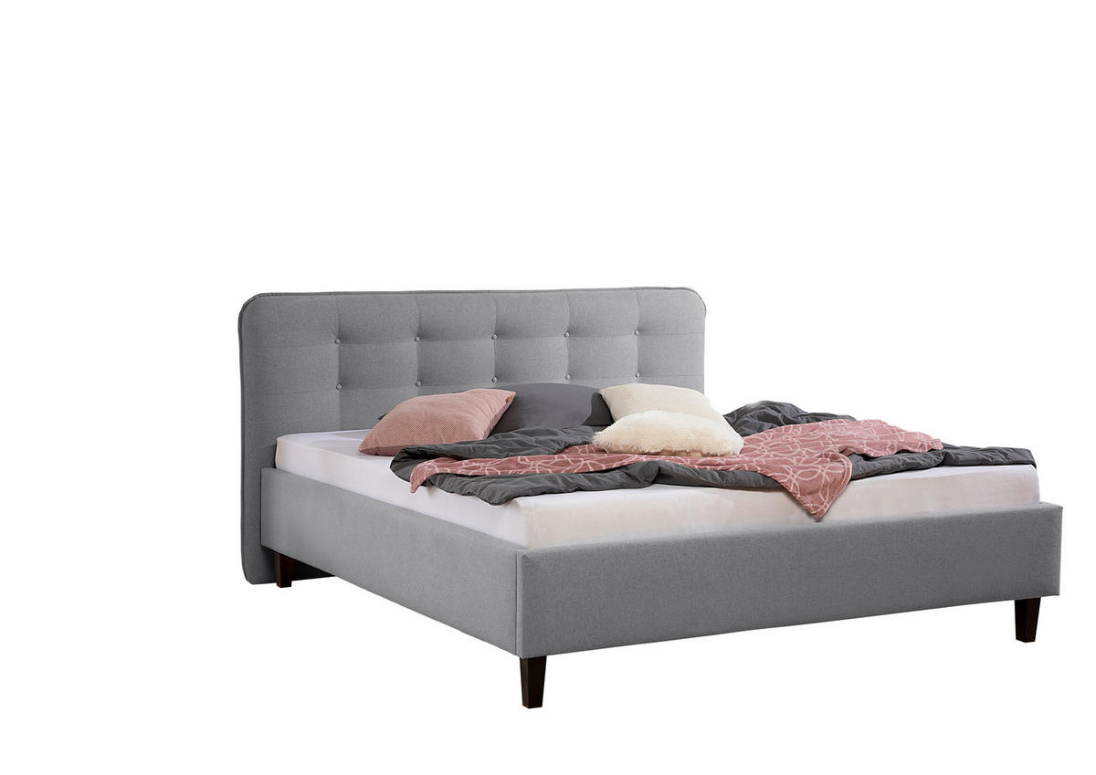 POLSTERBETT 160/200 cm,  in Grau,  - Schwarz/Grau, MODERN, Holz/Textil (160/200cm) - Livetastic