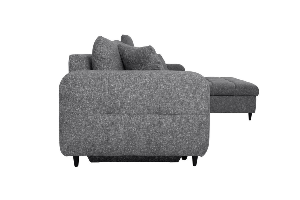 ECKSOFA in Velours Grau  - Schwarz/Grau, MODERN, Holz/Textil (282/184cm) - Lomoco