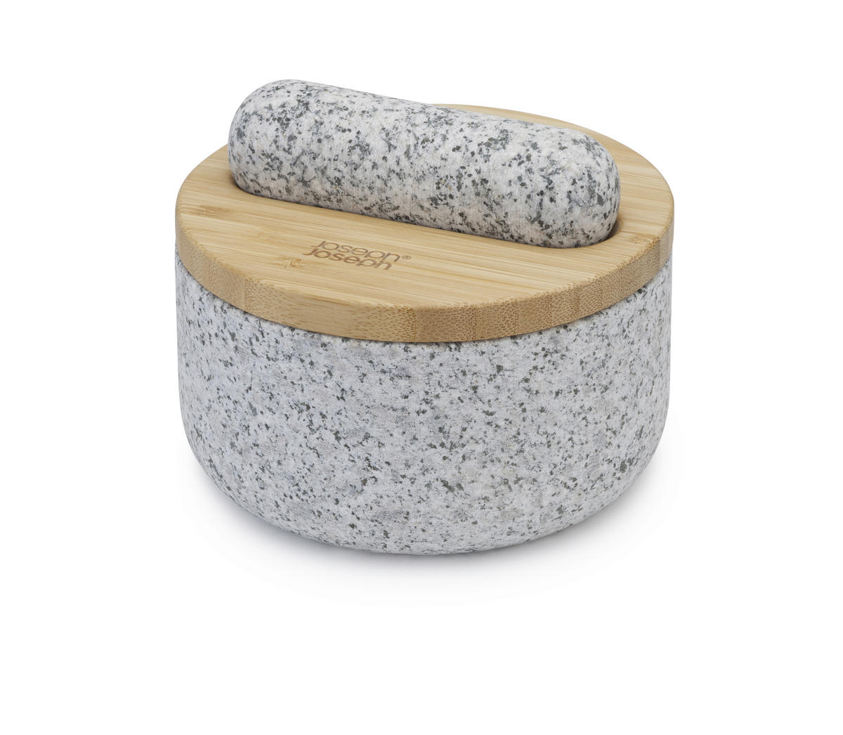 MÖRSERSET    - Grau, Basics, Holz/Stein (15,5/15,5/13cm) - Joseph Joseph