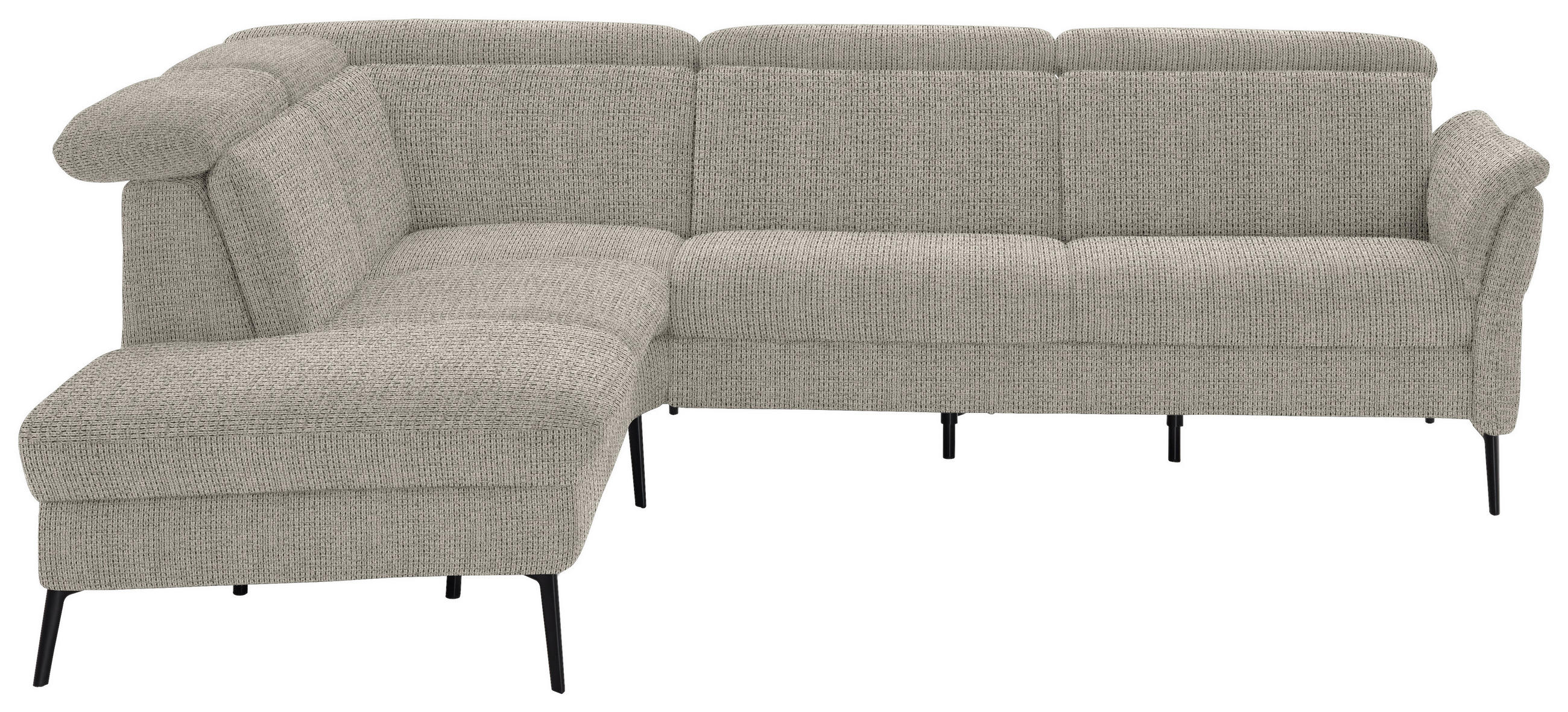 ECKSOFA in Struktur Taupe  - Taupe/Schwarz, Modern, Textil/Metall (235/275cm) - Cantus