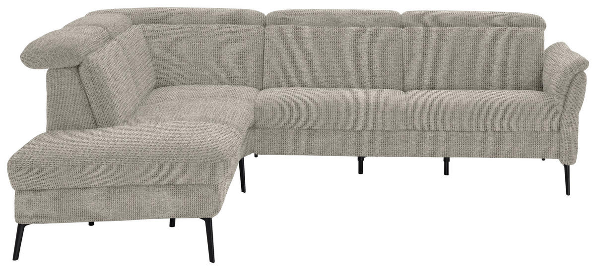 ECKSOFA in Struktur Taupe  - Taupe/Schwarz, Modern, Textil/Metall (235/275cm) - Cantus