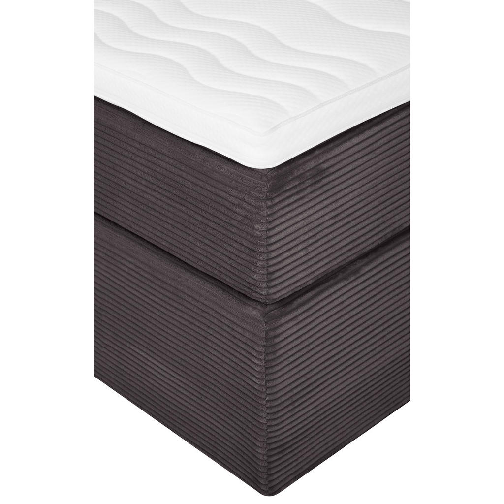 Thumbnail - Boxxx Boxspringbett, Mokka, Textil, Birke, massiv, H4, 7-Zonen, Höhe ca. 19 cm, 160x200 cm, Topper durchgehend, in versc...
