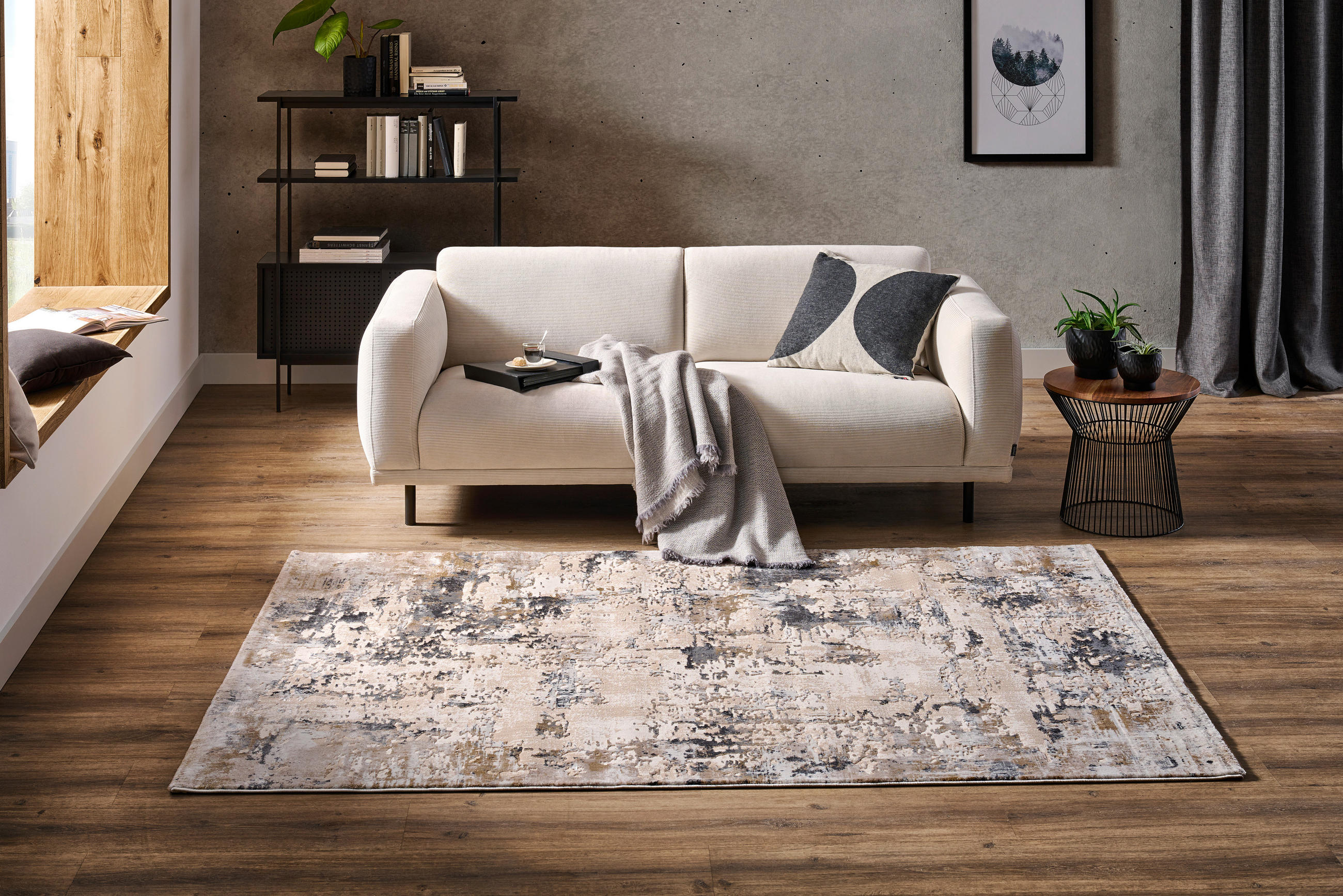 TKANÝ KOBEREC, 120/180 cm, sivá, béžová - sivá/béžová, Design, textil (120/180cm) - Novel