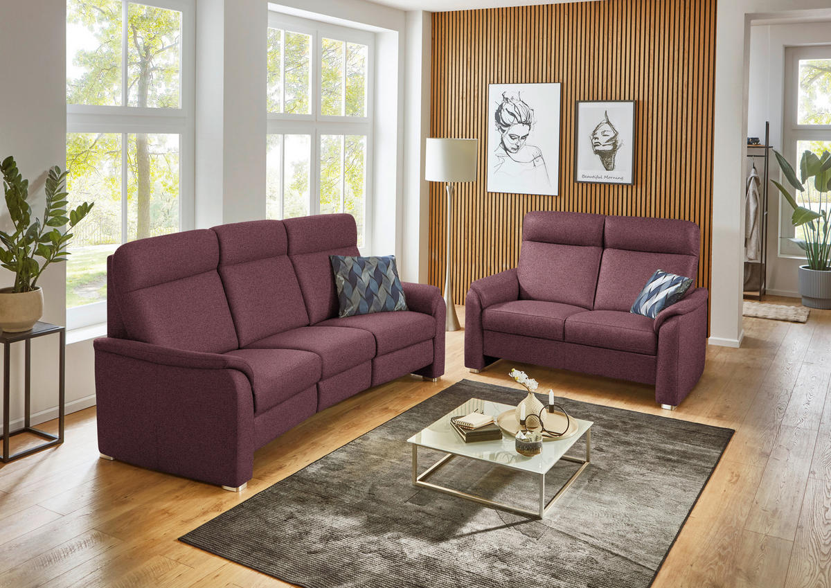 2-SITZER-SOFA  in Flachgewebe Weinrot  - Weinrot/Alufarben, KONVENTIONELL, Textil/Metall (156/107/95cm) - Beldomo Comfort