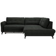 ECKSOFA in Flachgewebe, Leinenoptik Anthrazit  247/208 cm  - Anthrazit/Schwarz, MODERN, Textil/Metall (247/208cm) - Xora