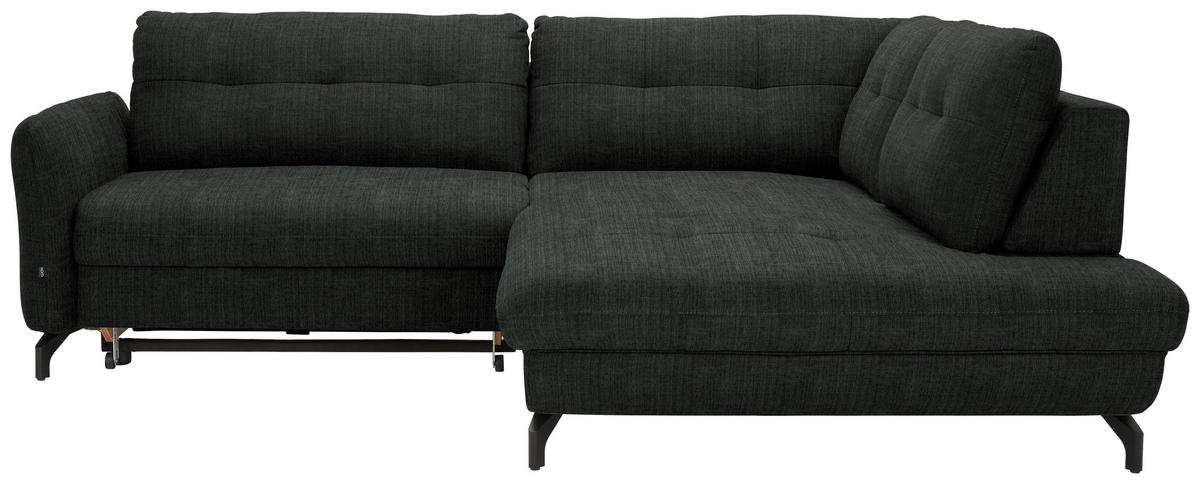 ECKSOFA in Flachgewebe, Leinenoptik Anthrazit  - Anthrazit/Schwarz, Modern, Textil/Metall (247/208cm) - Xora