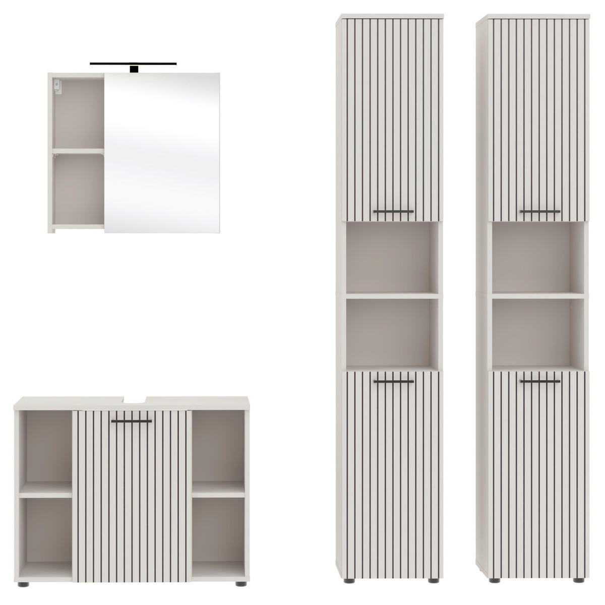Baie 4 piese, 180 cm - cașmir/negru, Trend, sticlă/metal (180cm) - Respekta