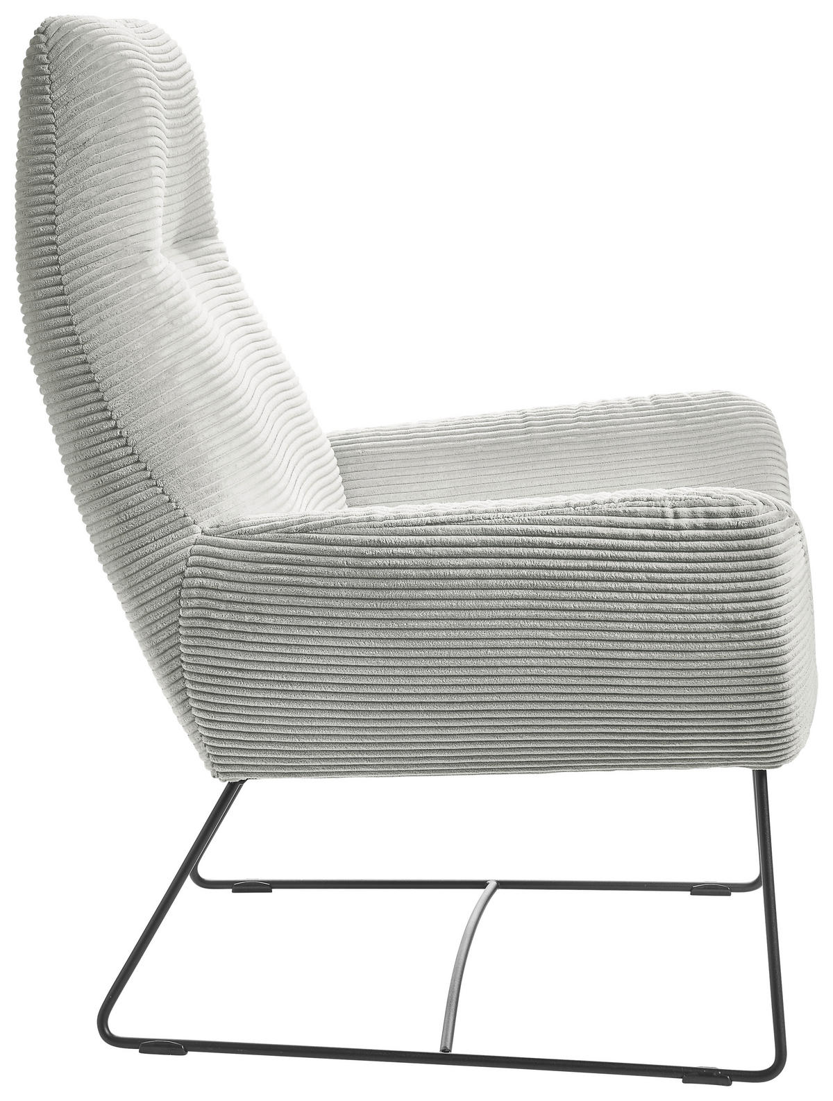 SESSEL in Cord Hellgrau  - Hellgrau/Schwarz, Design, Textil/Metall (82/102/81cm) - Hom`in