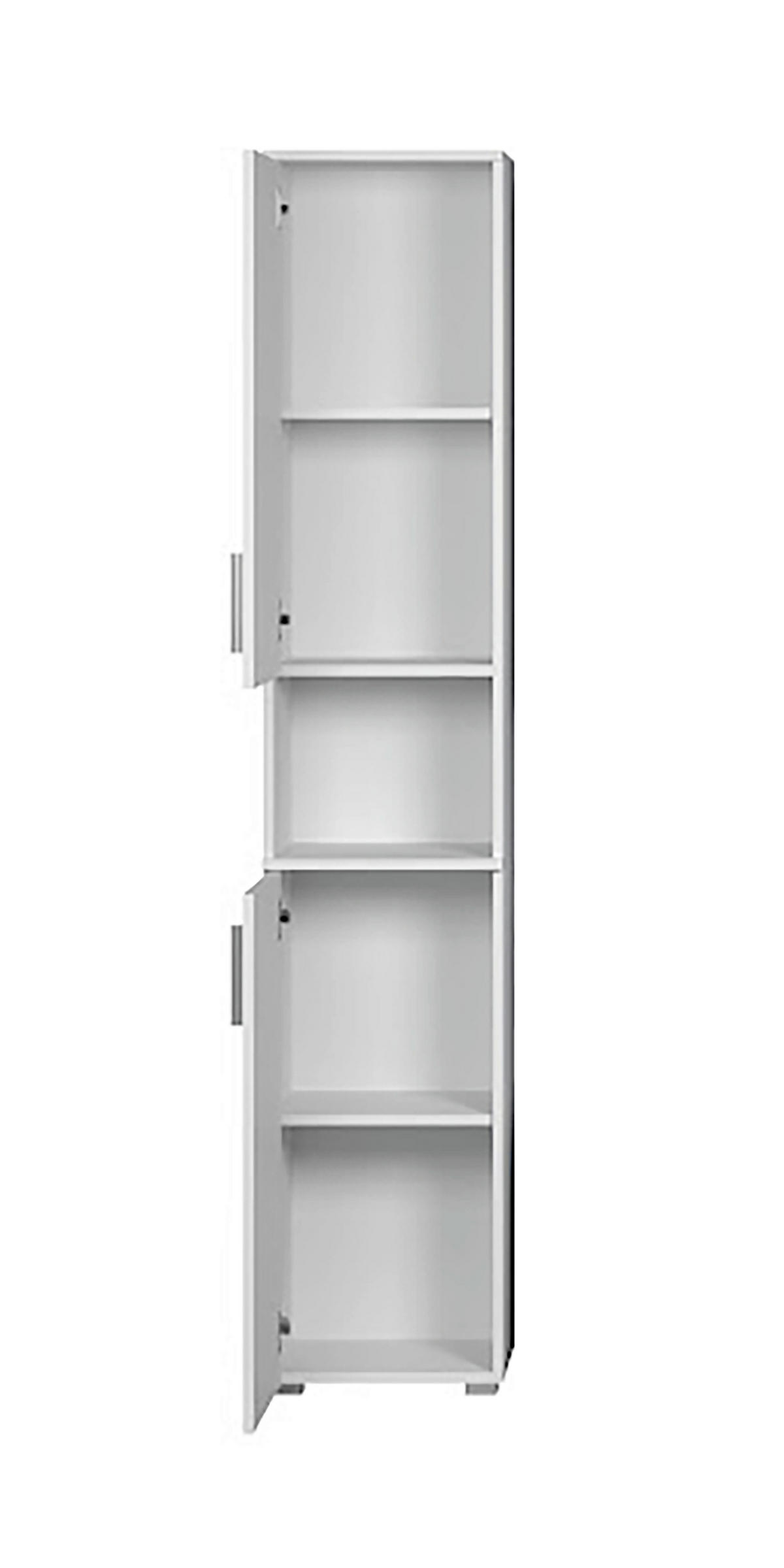 HOCHSCHRANK 37/192/31 cm  - Weiß Hochglanz/Silberfarben, Trend, Holzwerkstoff/Kunststoff (37/192/31cm) - MID.YOU