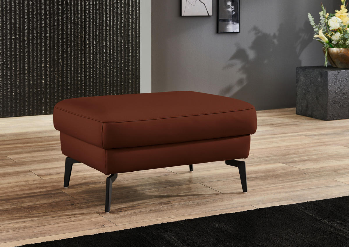 3-SITZER-SOFA in Leder Rotbraun  - Rotbraun/Schwarz, Design, Leder/Metall (224/88/100cm) - Valdera