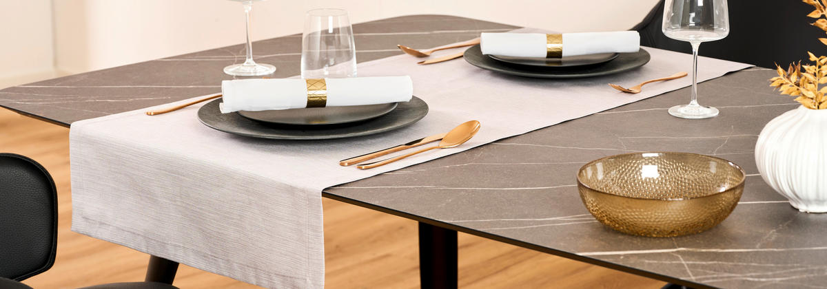 TISCHLÄUFER LOREEN Textil Grau 50/150 cm  - Grau, Basics, Textil (50/150cm) - Dieter Knoll