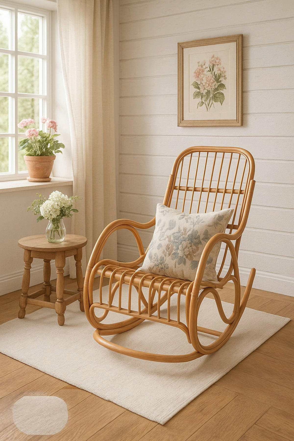 SCHAUKELSTUHL in Honig  - Creme/Honig, Natur, Holz/Textil (62/97/118cm) - MID.YOU