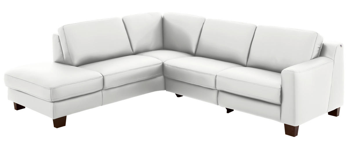 ECKSOFA in Echtleder Hellgrau  - Eichefarben/Hellgrau, Design, Leder/Holz (235/259cm) - Valdera