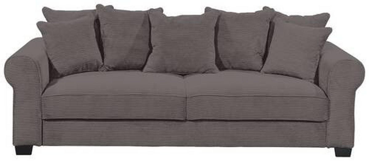 SCHLAFSOFA Cord Dunkelgrau  - Dunkelgrau/Schwarz, KONVENTIONELL, Kunststoff/Textil (250/95/125cm) - Hom`in