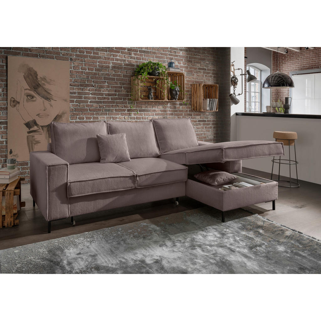 Thumbnail - Livetastic Ecksofa, Graubraun, Textil, Uni, 4-Sitzer, Füllung: Schaumstoff, L-Form, 240x150 cm, Liegefunktion, seitenver...