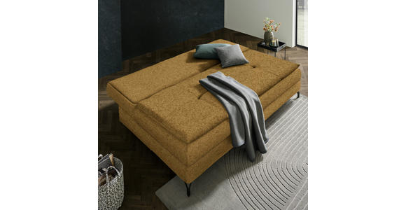 SCHLAFSOFA in Chenille, Plüsch Goldfarben - Goldfarben/Schwarz, MODERN, Textil/Metall (208/73/92/102cm) - Novel