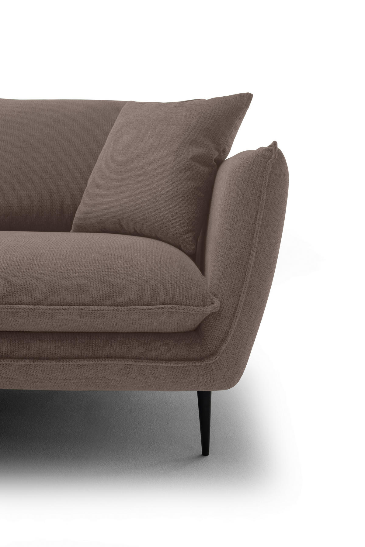 ECKSOFA Braun Webstoff  - Schwarz/Braun, KONVENTIONELL, Textil/Metall (196/304cm) - Hom`in