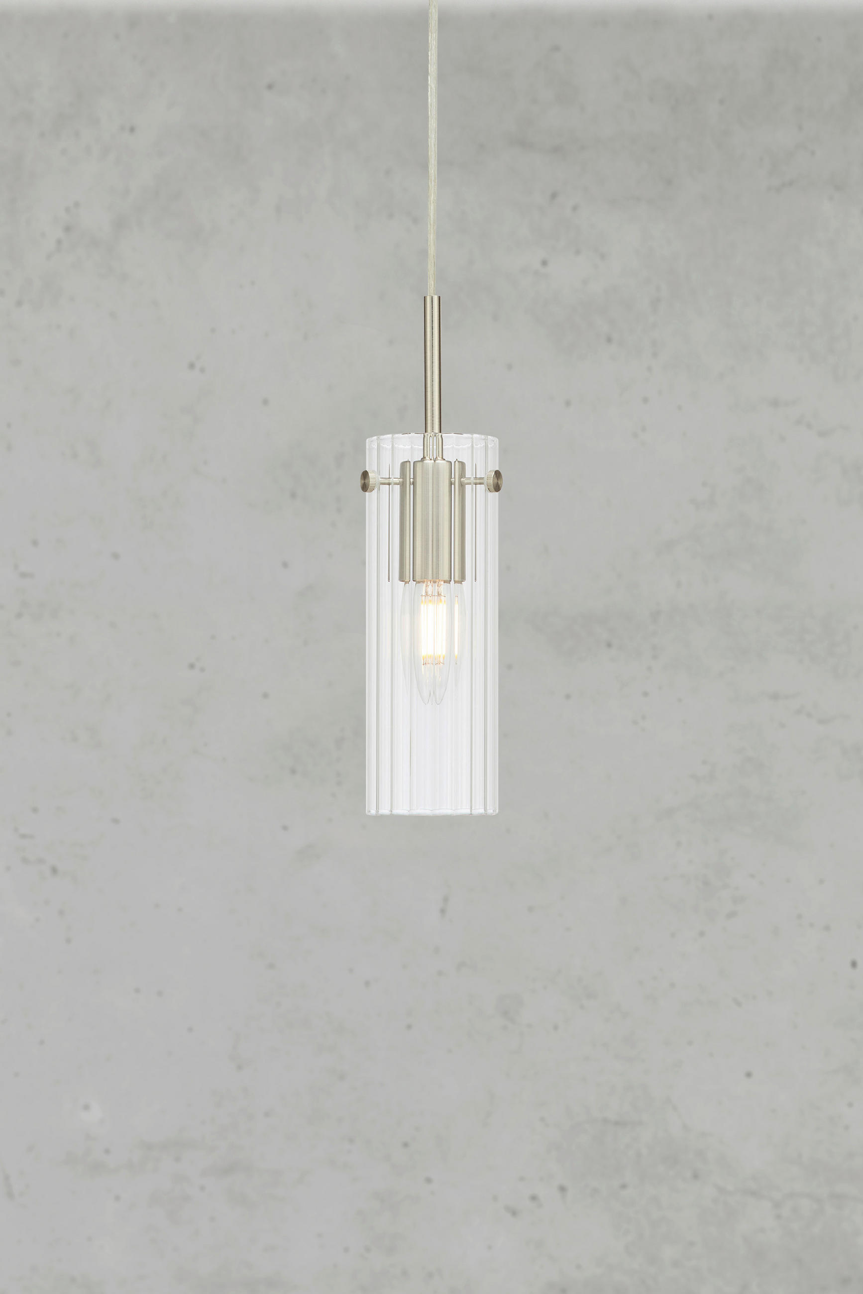PENDELLEUCHTE Tiba 7/28,5 cm   - Transparent/Nickelfarben, Design, Glas/Metall (7/28,5cm) - Markslöjd