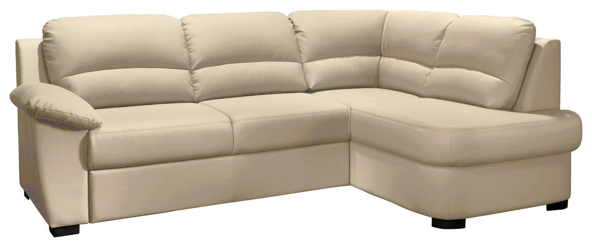 ECKSOFA in Lederlook Beige  - Beige/Schwarz, Konventionell, Kunststoff/Textil (240/45/165cm) - MID.YOU
