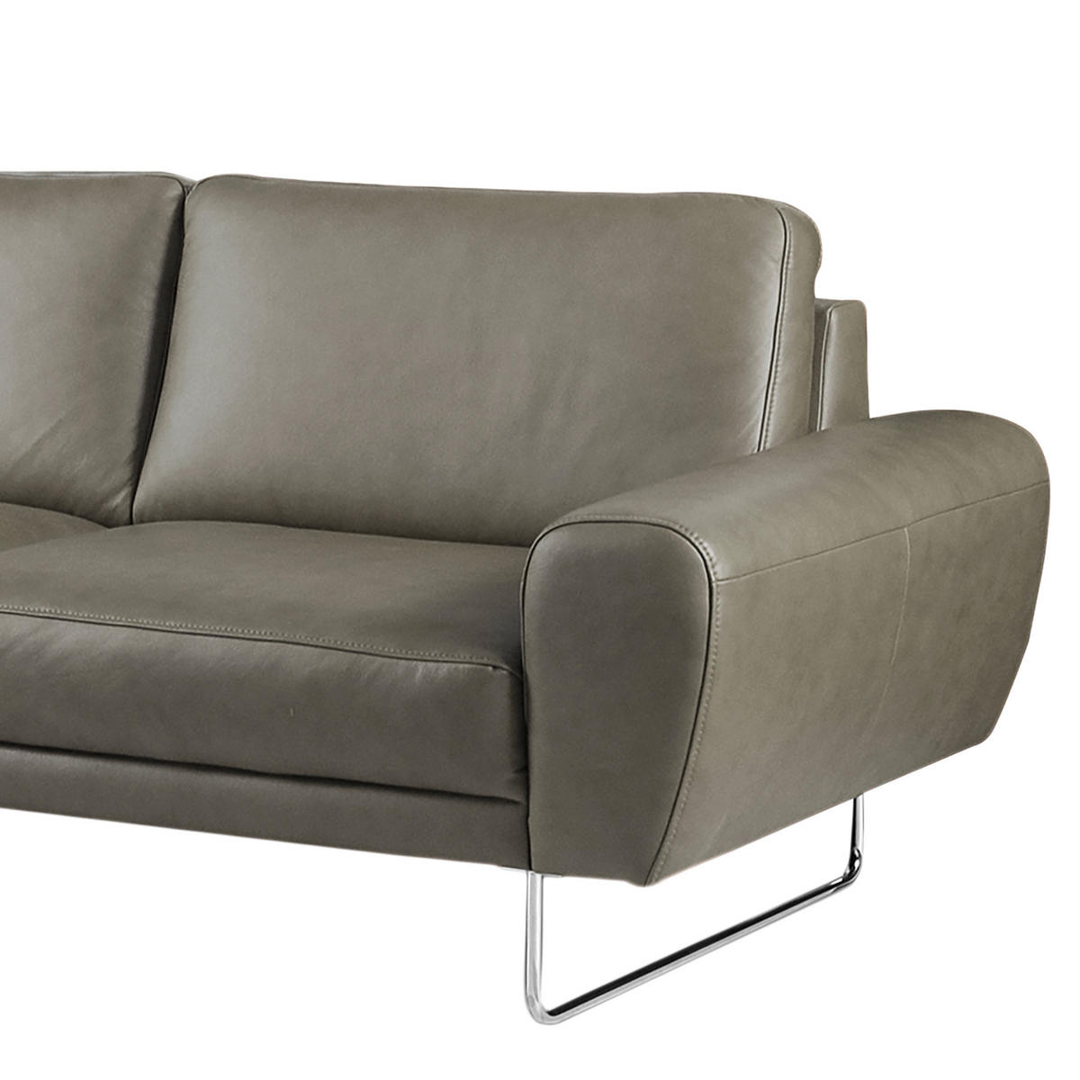 ECKSOFA in Echtleder Grau  - Chromfarben/Grau, Design, Leder/Metall (250/273cm) - Livetastic