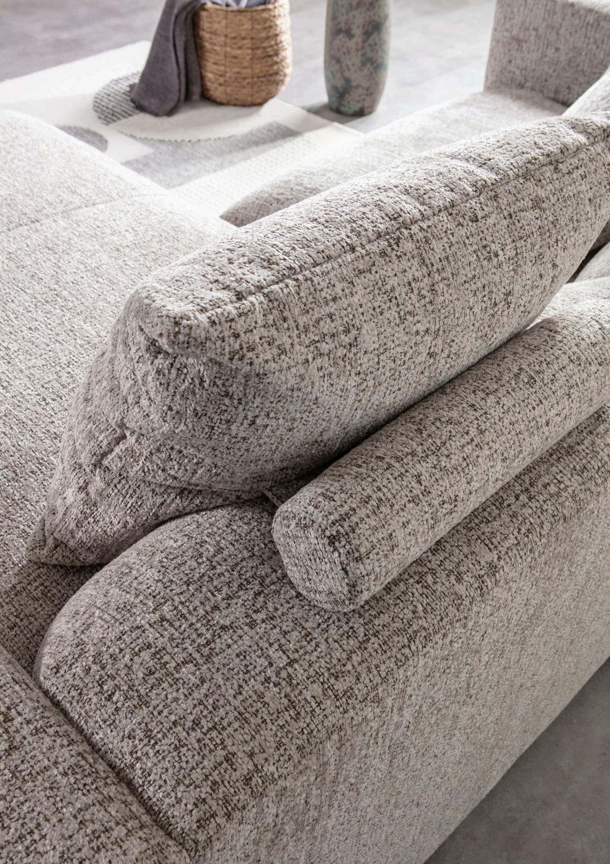 ECKSOFA Braun Chenille  - Creme/Schwarz, MODERN, Kunststoff/Textil (231/178cm) - Carryhome