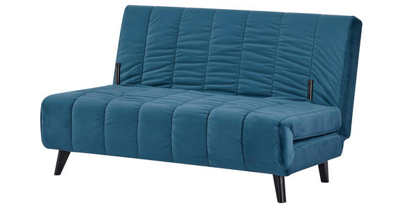 SCHLAFSOFA Samt Dunkelblau - Schwarz/Dunkelblau, Design, Holz/Textil (143/82/91cm) - Carryhome