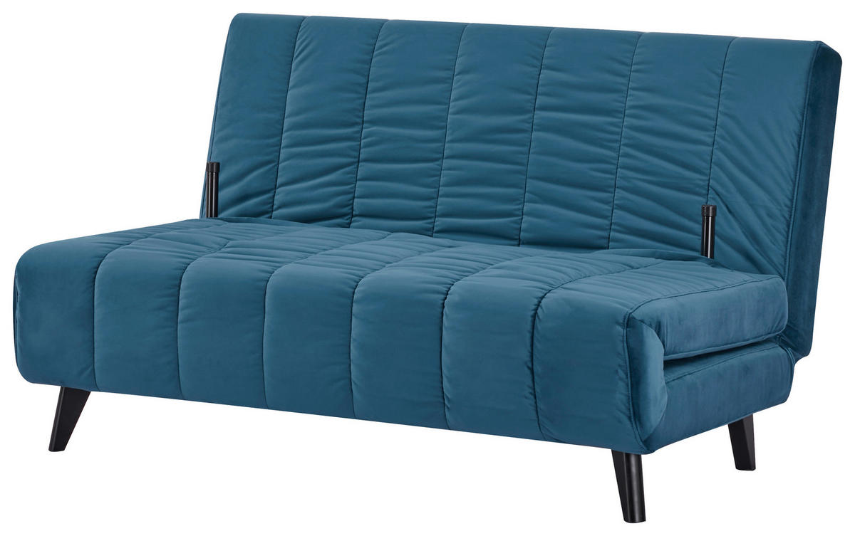 SCHLAFSOFA Samt Dunkelblau  - Schwarz/Dunkelblau, Design, Holz/Textil (143/82/91cm) - Carryhome