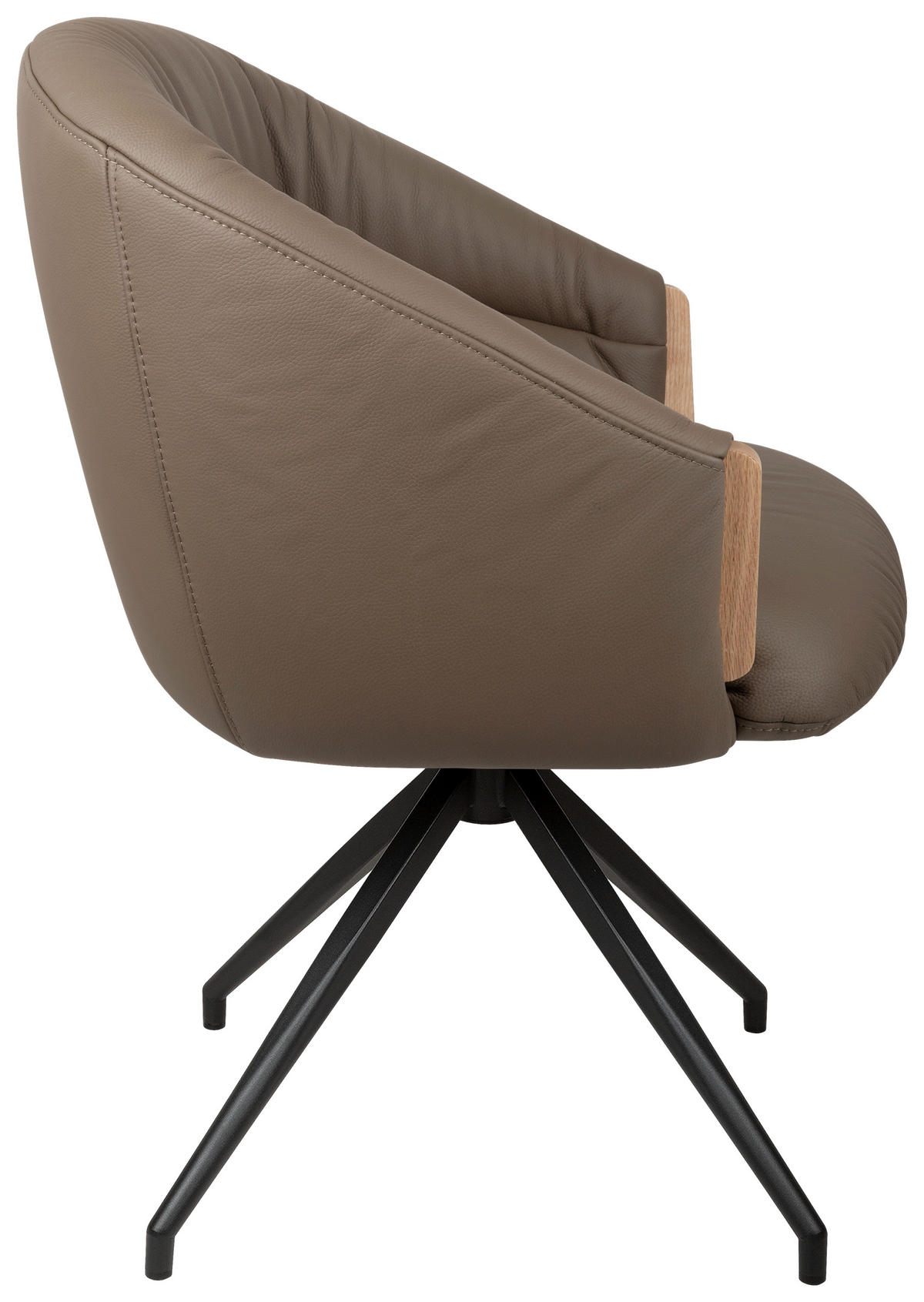 ARMLEHNSTUHL  Sitzfläche 360° drehbar, automatische Rückholfunktion  Echtleder  - Schwarz/Braun, Design, Leder/Holz (61/84/62cm) - Valnatura